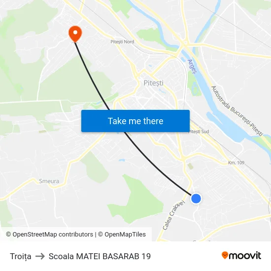 Troița to Scoala MATEI BASARAB 19 map