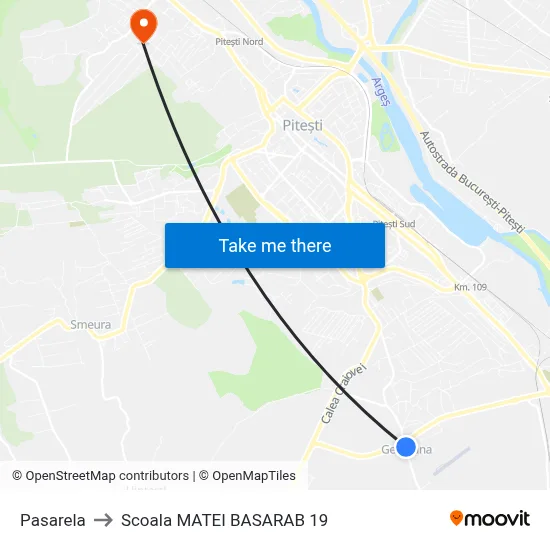 Pasarela to Scoala MATEI BASARAB 19 map