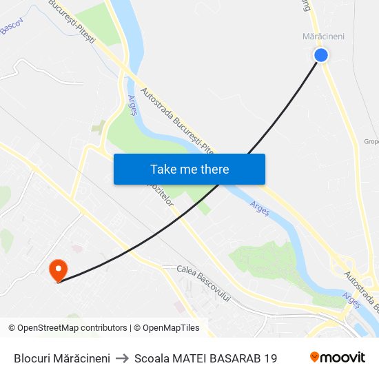 Blocuri Mărăcineni to Scoala MATEI BASARAB 19 map