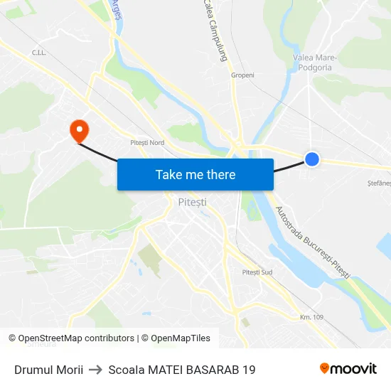 Drumul Morii to Scoala MATEI BASARAB 19 map