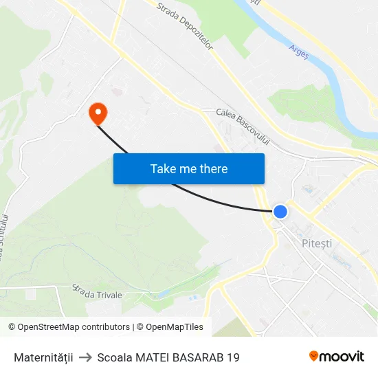 Maternității to Scoala MATEI BASARAB 19 map