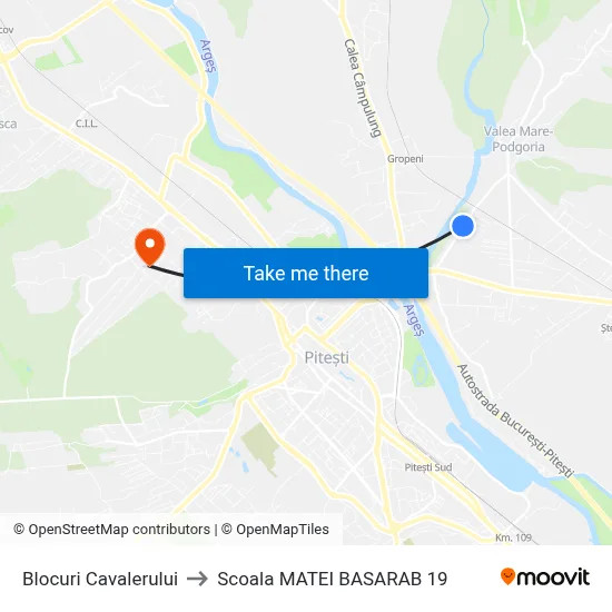 Blocuri Cavalerului to Scoala MATEI BASARAB 19 map