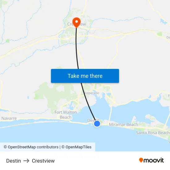 Destin to Crestview map