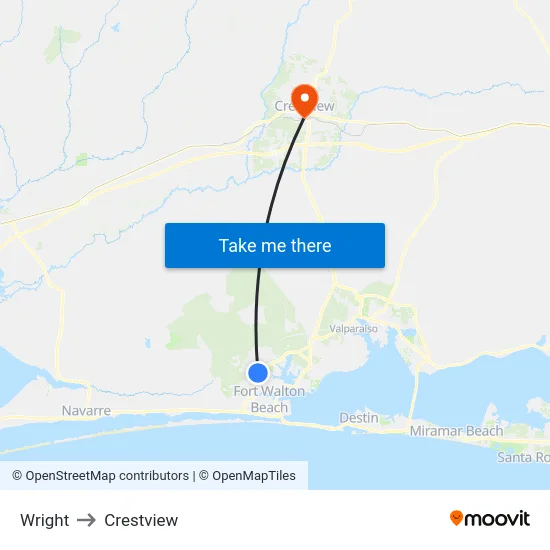 Wright to Crestview map