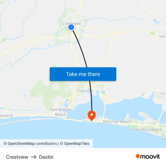 Crestview to Destin map