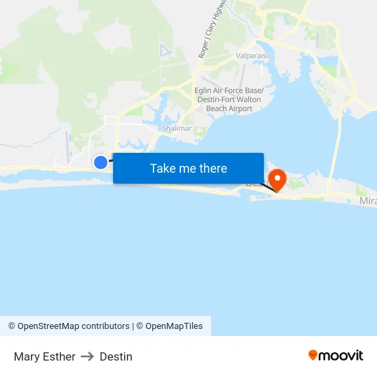 Mary Esther to Destin map