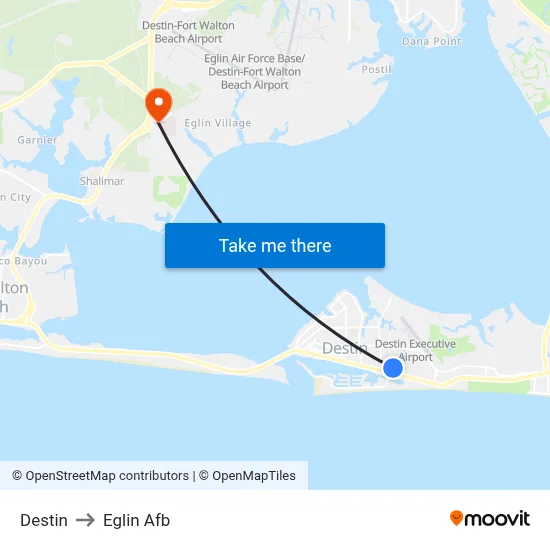 Destin to Eglin Afb map