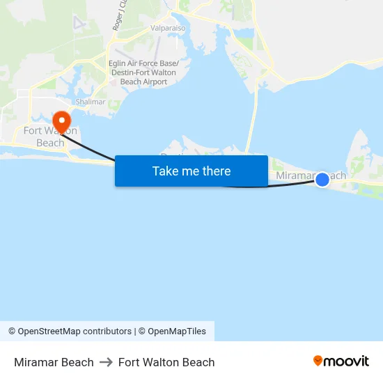 Miramar Beach to Fort Walton Beach map