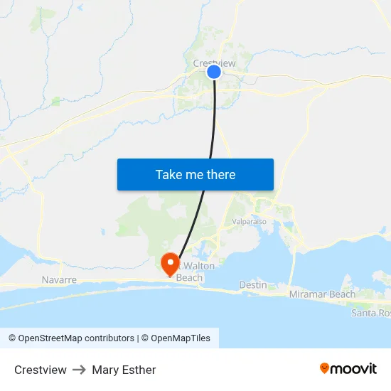 Crestview to Mary Esther map