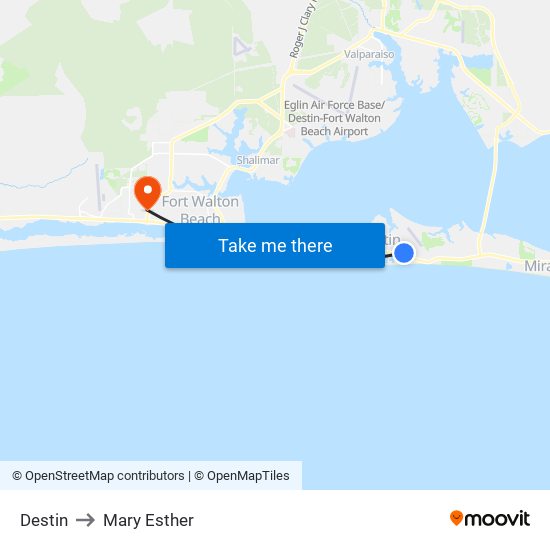 Destin to Mary Esther map