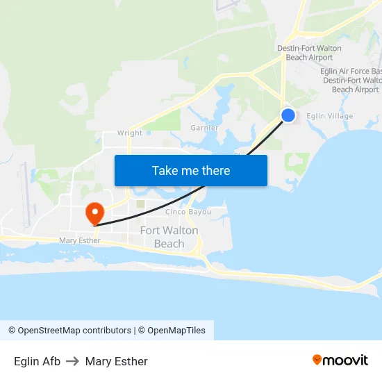 Eglin Afb to Mary Esther map