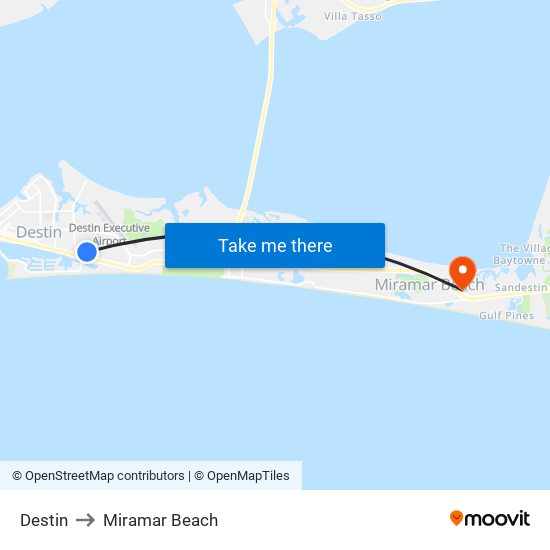 Destin to Miramar Beach map