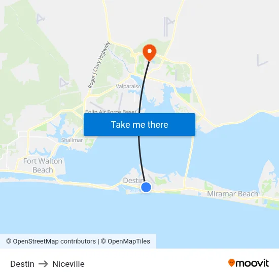 Destin to Niceville map