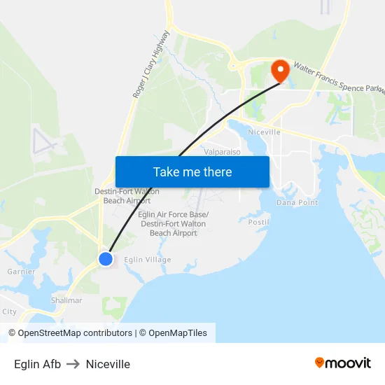 Eglin Afb to Niceville map