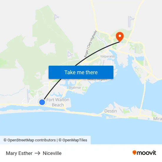 Mary Esther to Niceville map