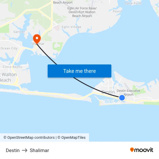 Destin to Shalimar map