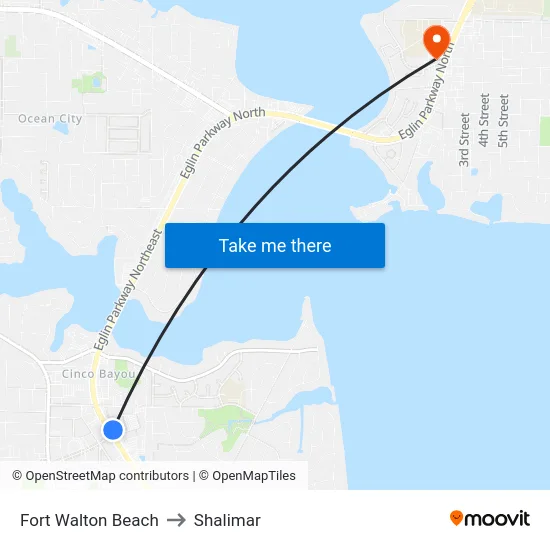 Fort Walton Beach to Shalimar map