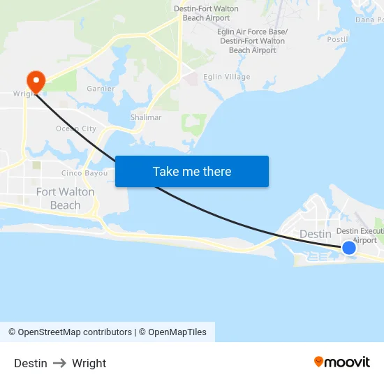 Destin to Wright map
