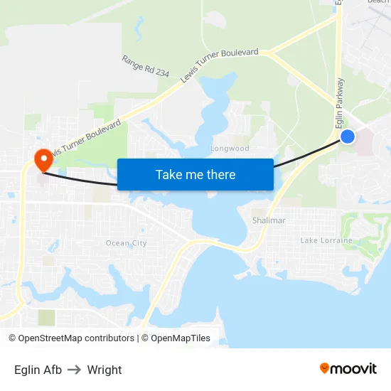 Eglin Afb to Wright map