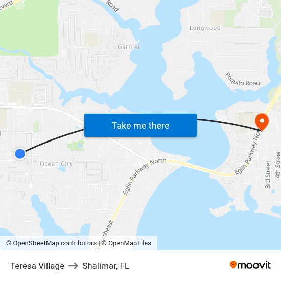 Teresa Village to Shalimar, FL map