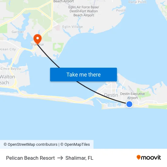 Pelican Beach Resort to Shalimar, FL map