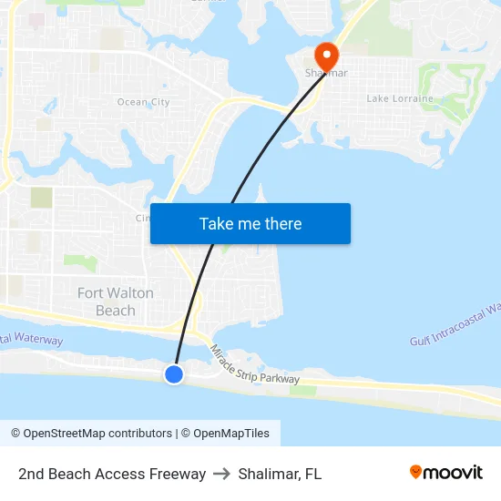 2nd Beach Access Freeway to Shalimar, FL map