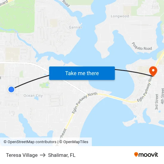 Teresa Village to Shalimar, FL map