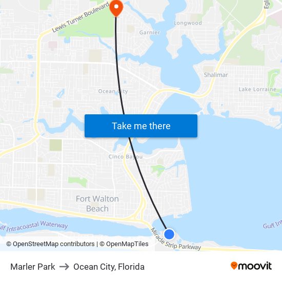 Marler Park to Ocean City, Florida map