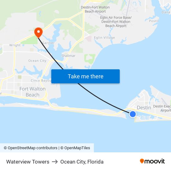 Waterview Towers to Ocean City, Florida map