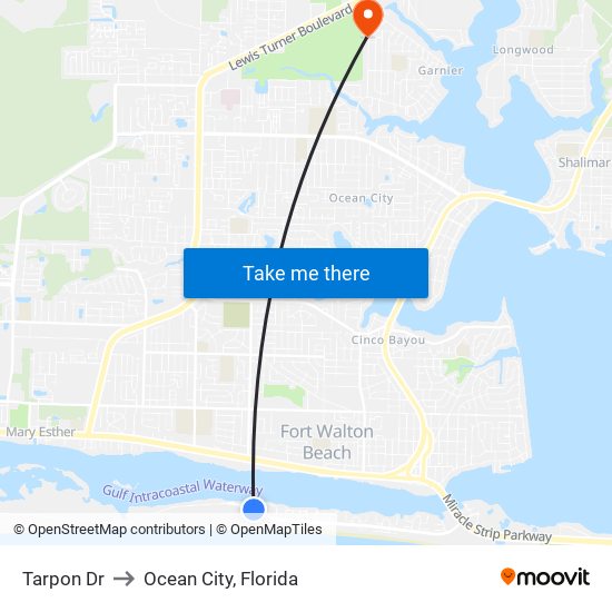 Tarpon Dr to Ocean City, Florida map