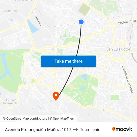 Avenida Prolongación Muñoz, 1017 to Tecmilenio map
