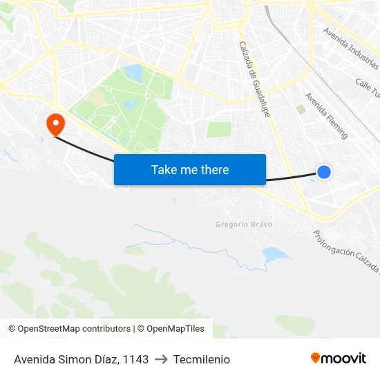 Avenida Simon Díaz, 1143 to Tecmilenio map
