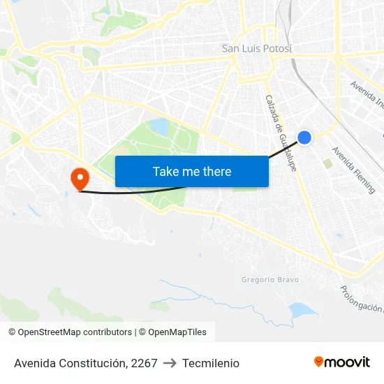 Avenida Constitución, 2267 to Tecmilenio map
