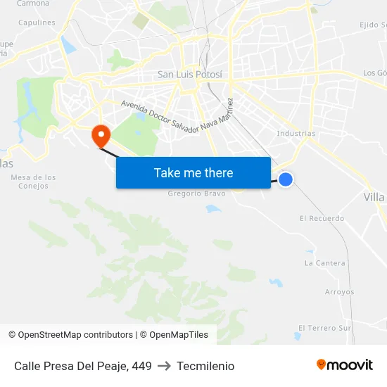 Calle Presa Del Peaje, 449 to Tecmilenio map