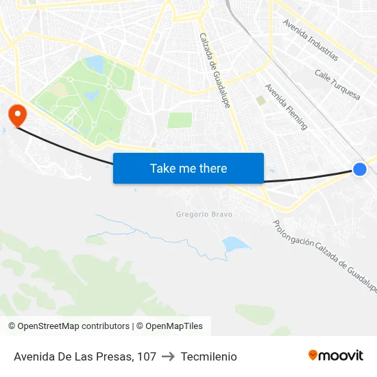 Avenida De Las Presas, 107 to Tecmilenio map
