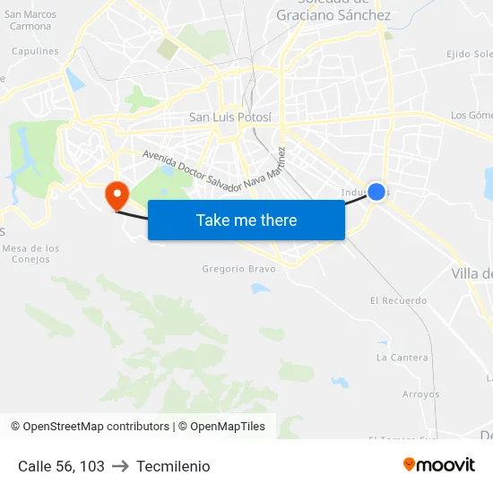 Calle 56, 103 to Tecmilenio map