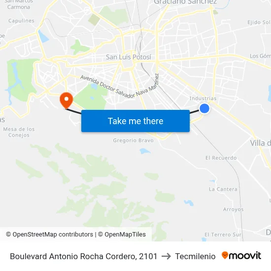 Boulevard Antonio Rocha Cordero, 2101 to Tecmilenio map