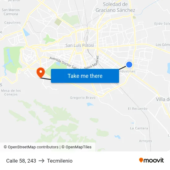 Calle 58, 243 to Tecmilenio map
