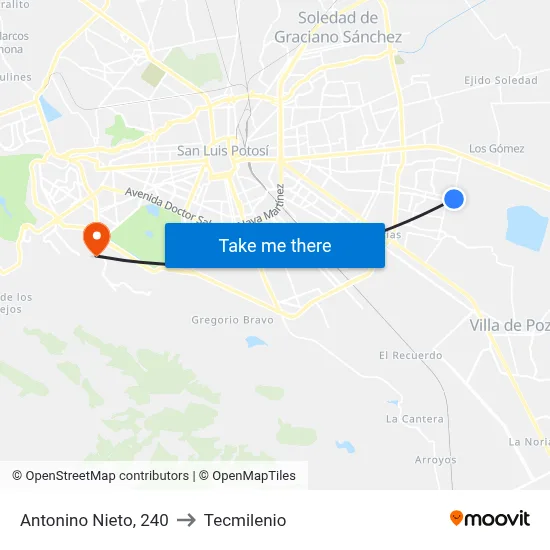 Antonino Nieto, 240 to Tecmilenio map