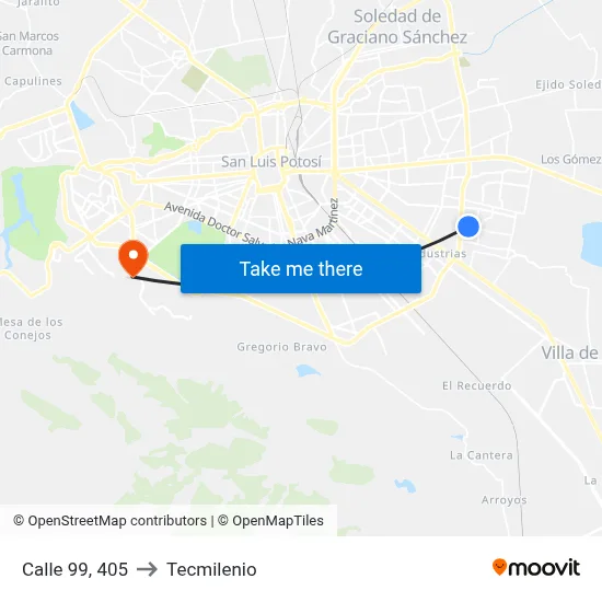 Calle 99, 405 to Tecmilenio map
