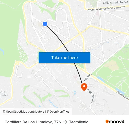 Cordillera De Los Himalaya, 776 to Tecmilenio map