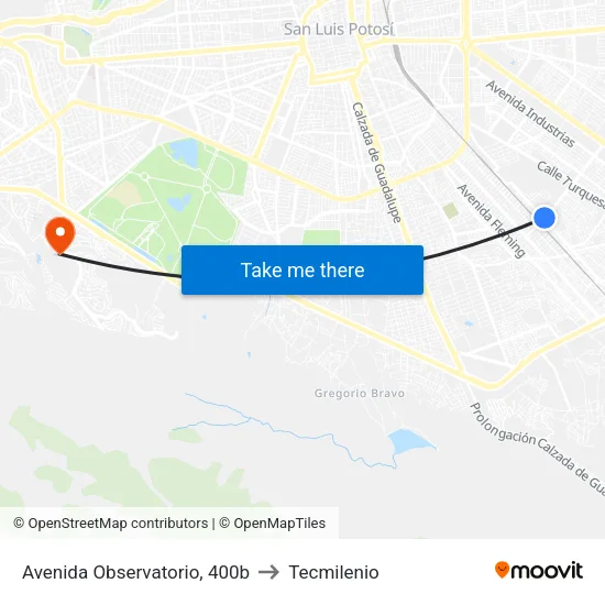 Avenida Observatorio, 400b to Tecmilenio map