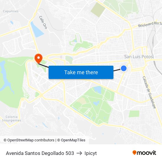 Avenida Santos Degollado 503 to Ipicyt map