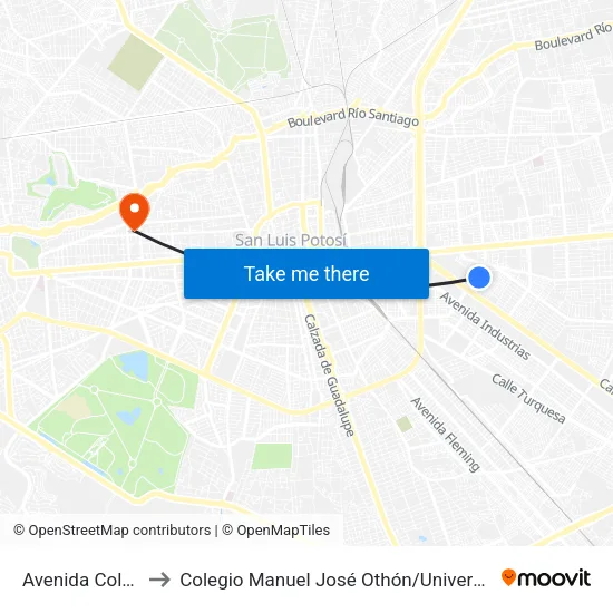 Avenida Colorines 665a to Colegio Manuel José Othón / Universidad Del Centro De México map