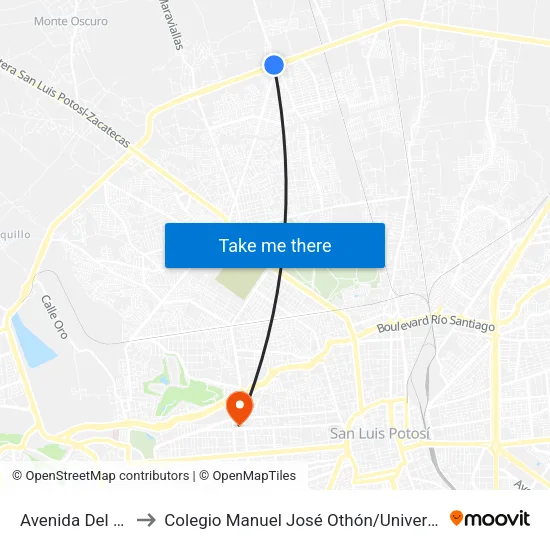 Avenida Del Sauce, 2504 to Colegio Manuel José Othón / Universidad Del Centro De México map