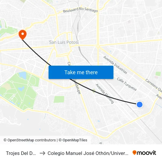 Trojes Del Desierto, 105 to Colegio Manuel José Othón / Universidad Del Centro De México map