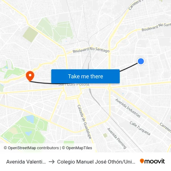 Avenida Valentin Amador, 1103 to Colegio Manuel José Othón / Universidad Del Centro De México map