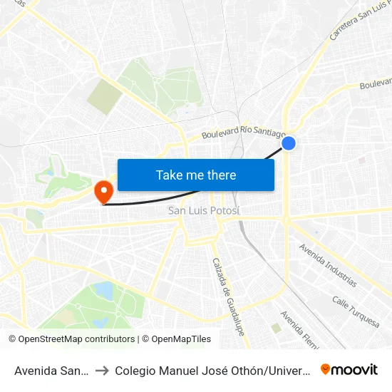 Avenida San Pedro, 108 to Colegio Manuel José Othón / Universidad Del Centro De México map