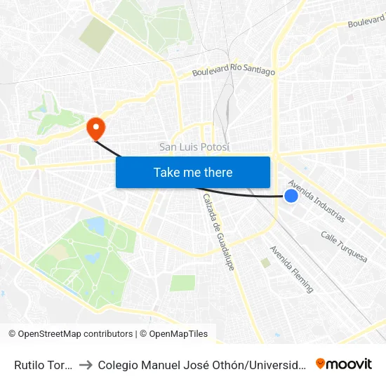 Rutilo Torres, 455 to Colegio Manuel José Othón / Universidad Del Centro De México map