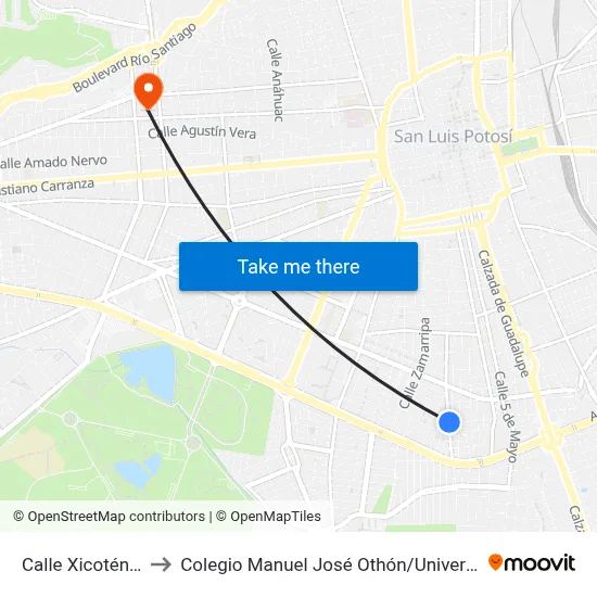 Calle Xicoténcatl, 1735_3 to Colegio Manuel José Othón / Universidad Del Centro De México map